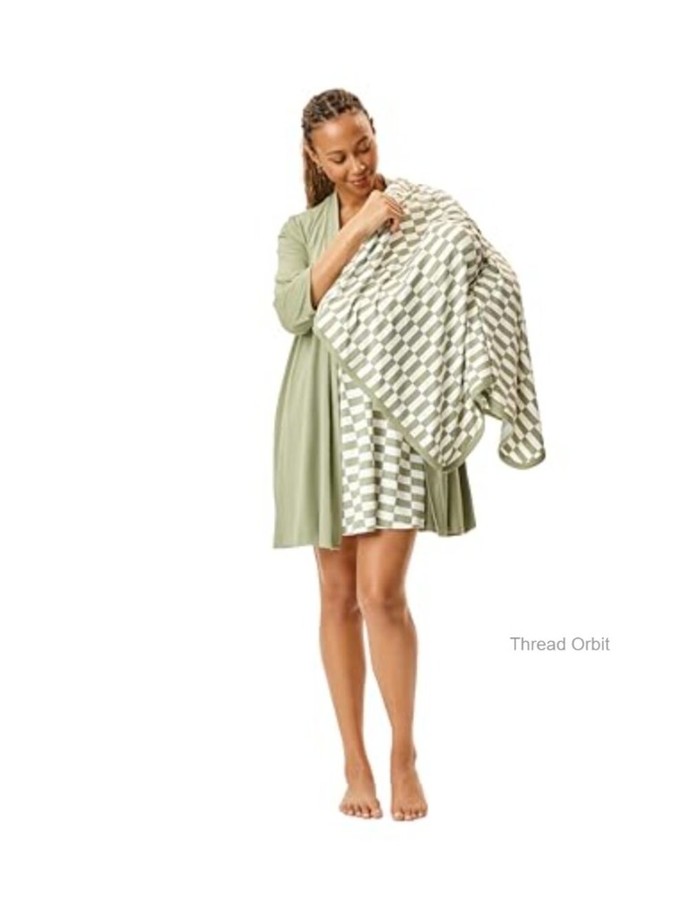 Nursing Chemise Nightgown Robe Swaddle 3-Piece Set Maternity Sleepwear